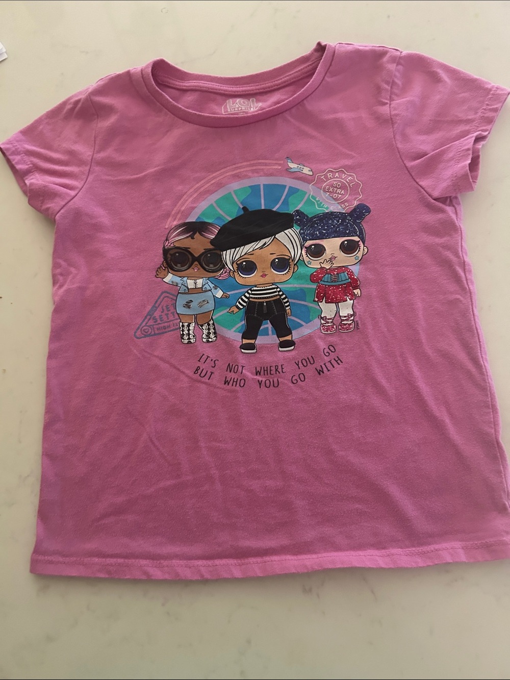 L.O.L. Surprise! Pink Short Sleeve Tee with Doll Trio Graphic
